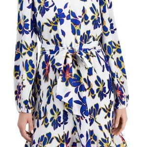 Taylor Stitch Blue and Yellow Floral Long Sleeve Dress